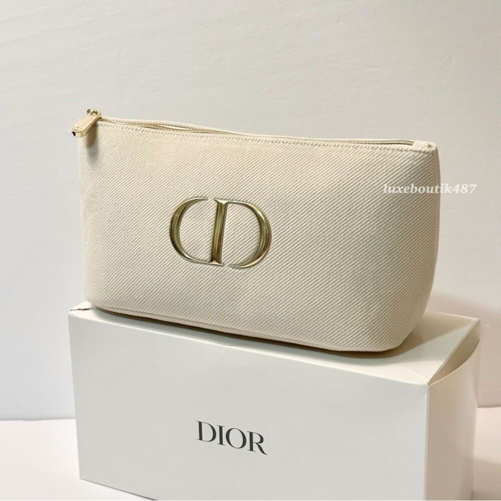 DIOR Beauty beige cosmetic makeup pouch bag travel case limited ed NIB 🌟